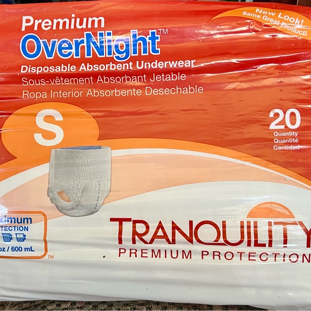Tranquility Premium Overnight Disposable Absorbent Underwear size Small 20 pack